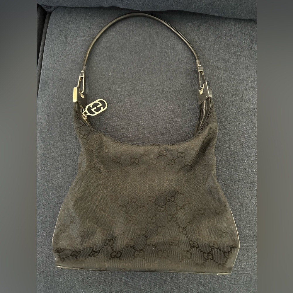 Gucci black monogram bag/satchel